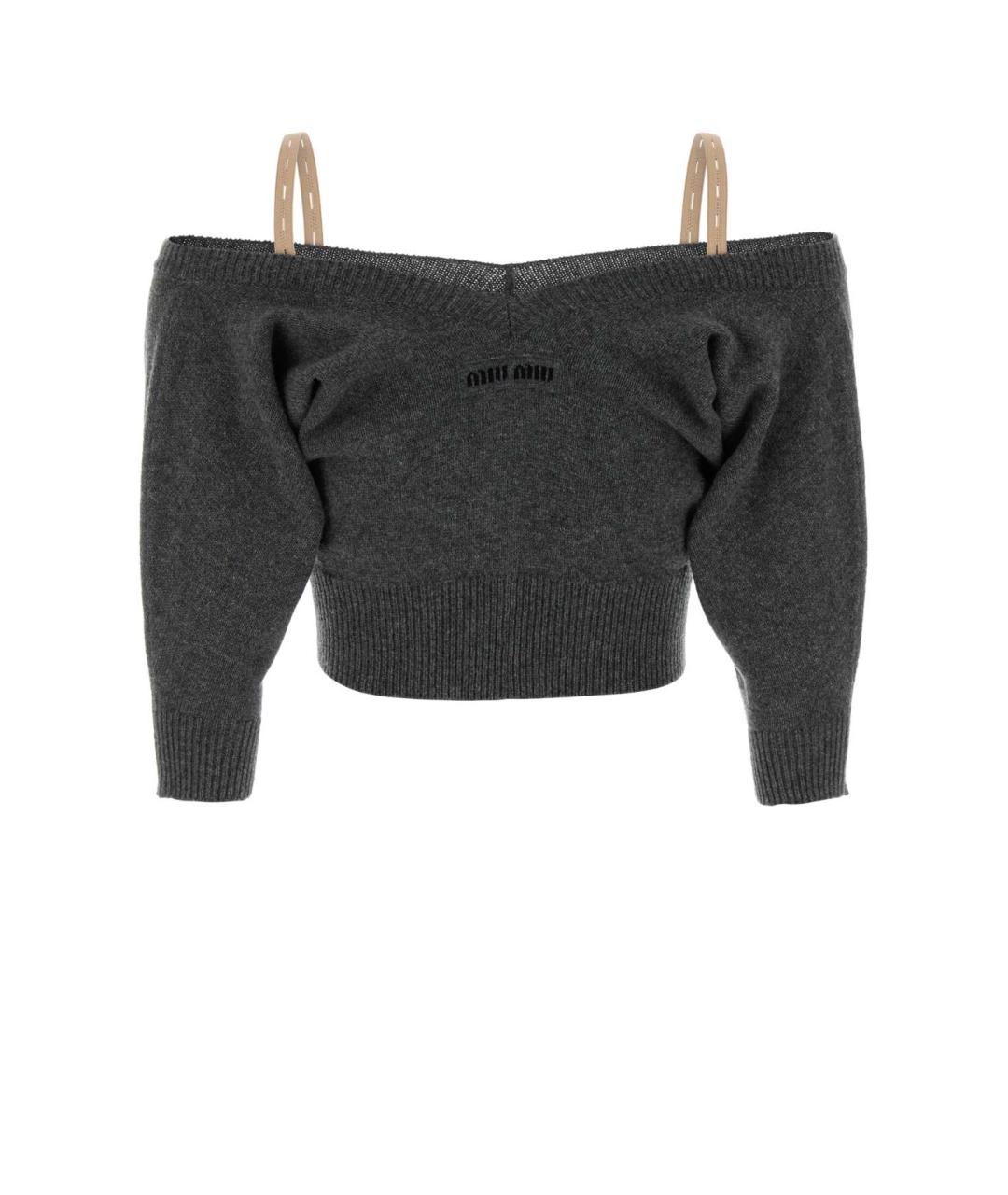 MIU MIU Антрацитовый кашемировый кардиган, фото 2
