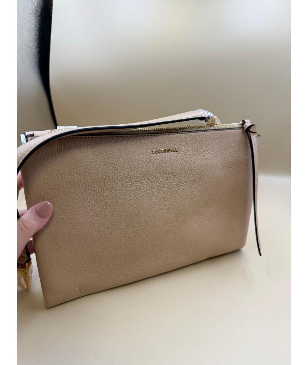 COCCINELLE Бежевая кожаная сумка через плечо, фото 5