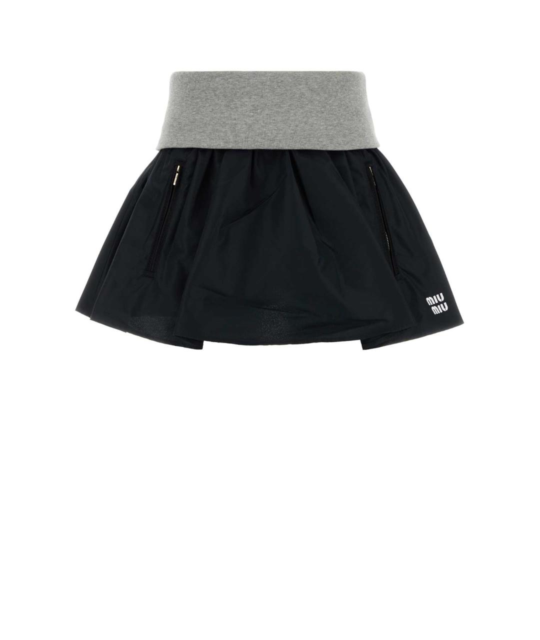 MIU MIU Темно-синяя полиэстеровая юбка мини, фото 1