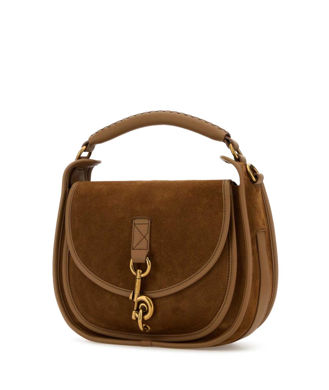 BURBERRY Коричневая замшевая сумка с короткими ручками, фото 2