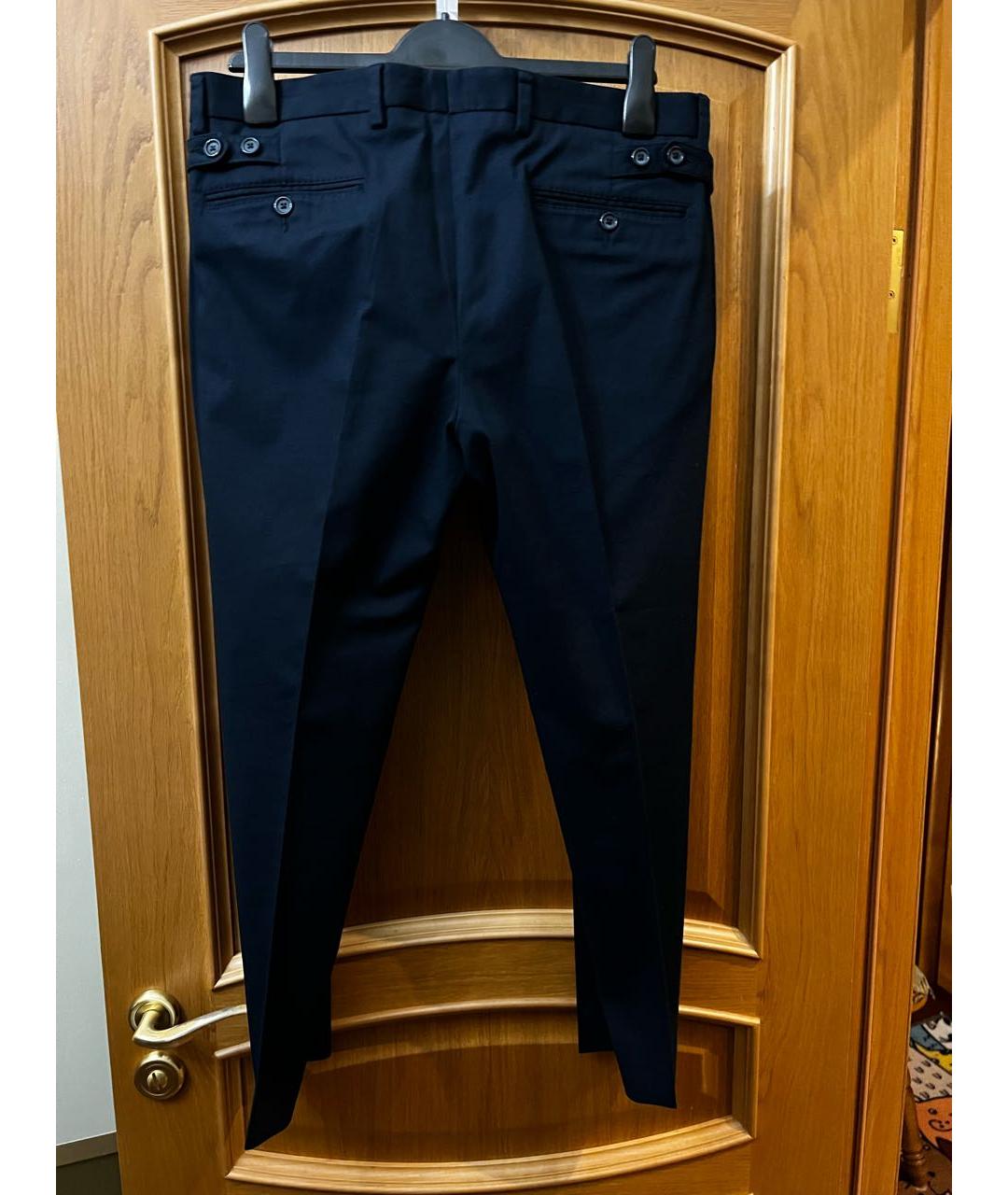 DOLCE&GABBANA Темно-синие хлопковые повседневные брюки, фото 2