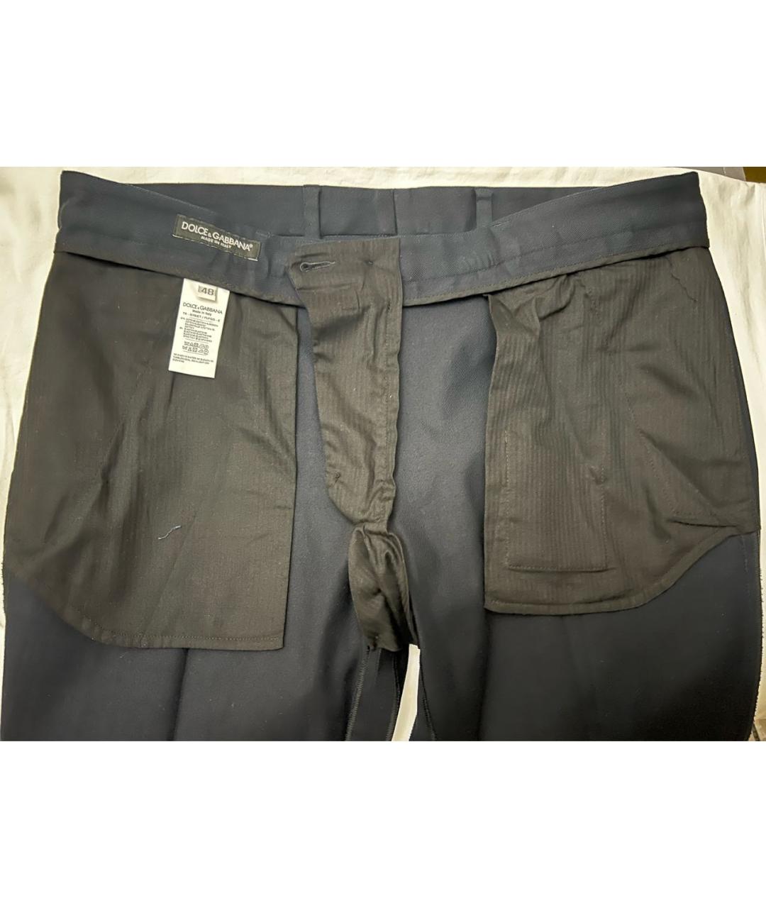 DOLCE&GABBANA Темно-синие хлопковые повседневные брюки, фото 3