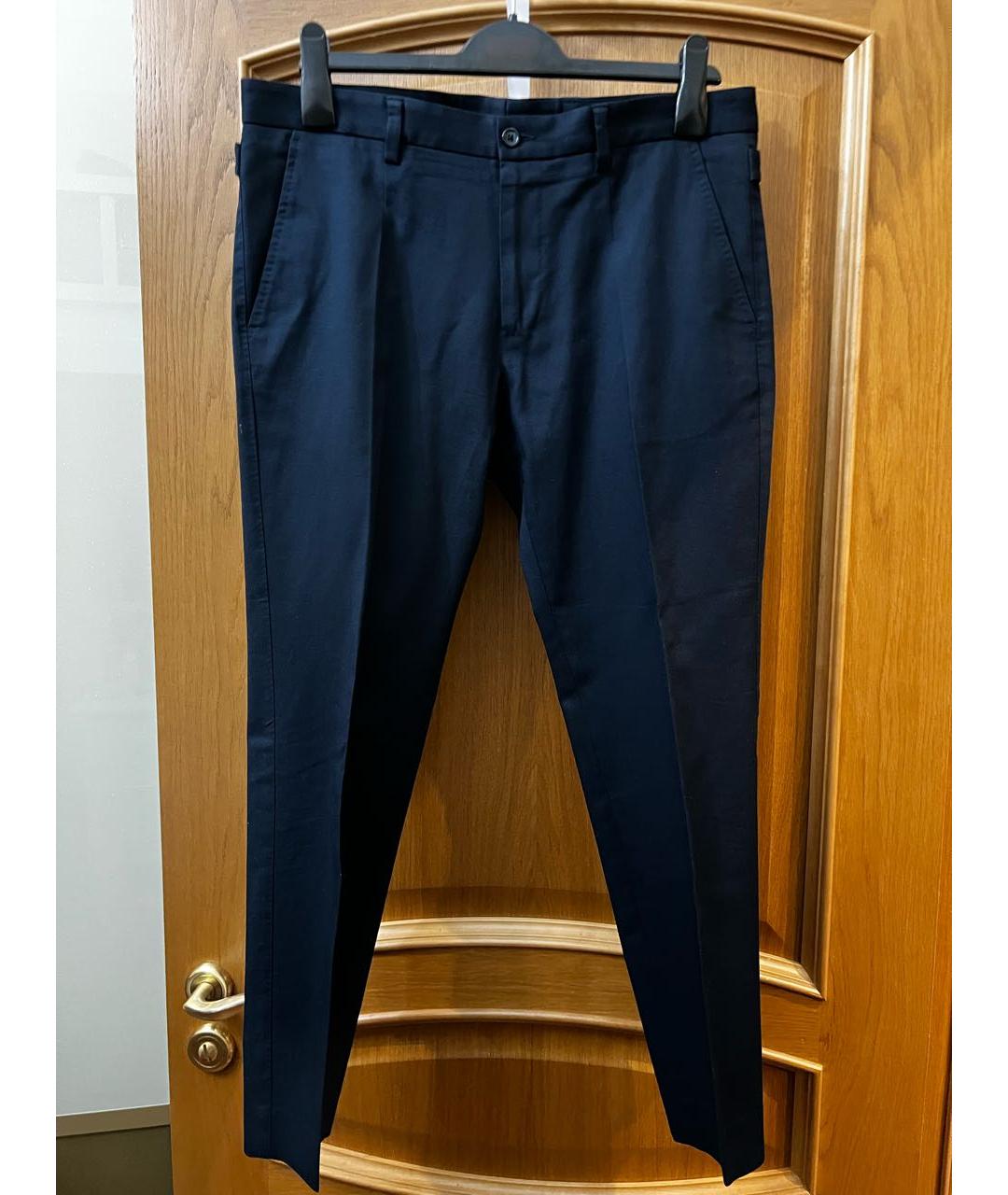 DOLCE&GABBANA Темно-синие хлопковые повседневные брюки, фото 5
