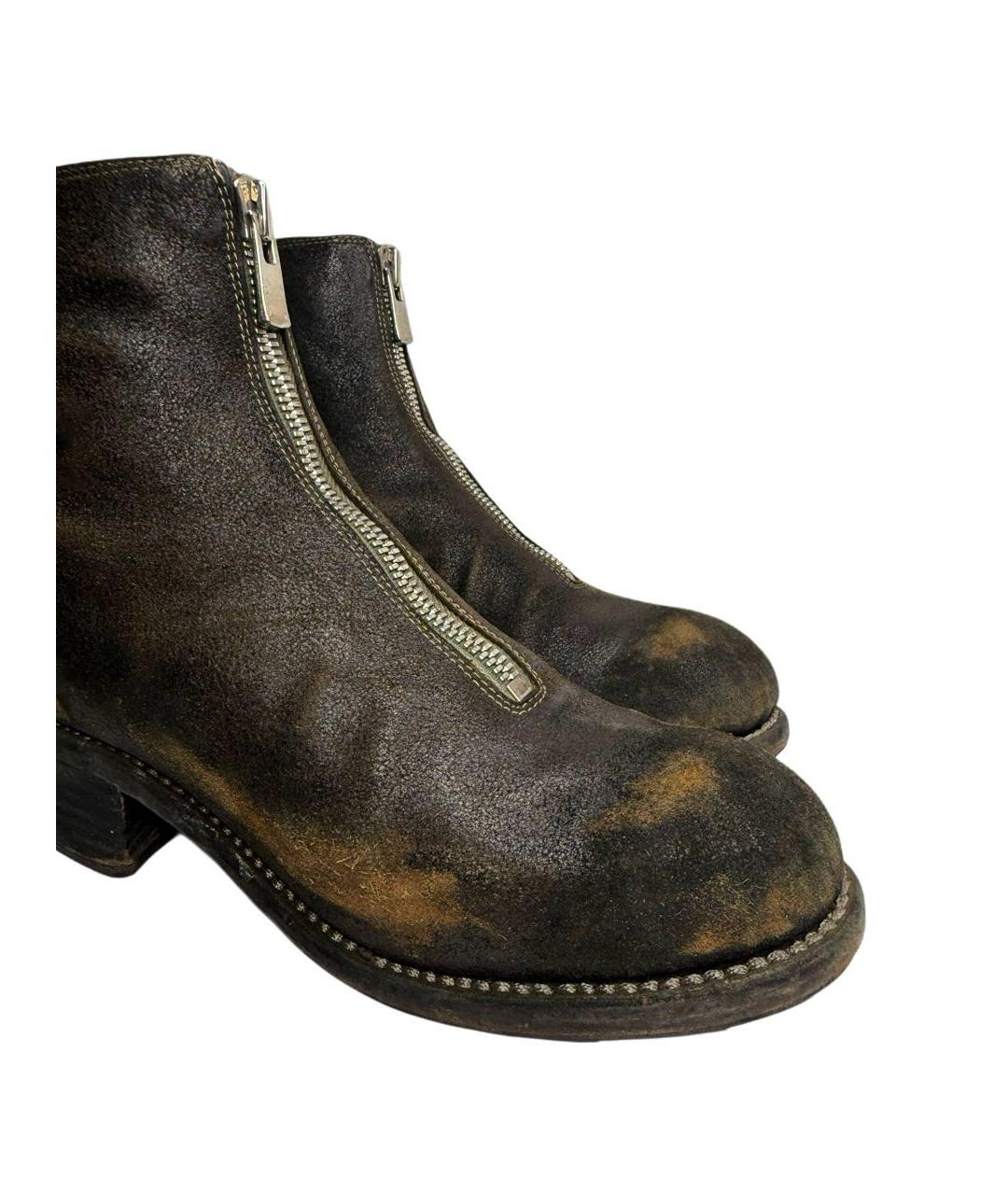 GUIDI Антрацитовые кожаные ботинки, фото 4