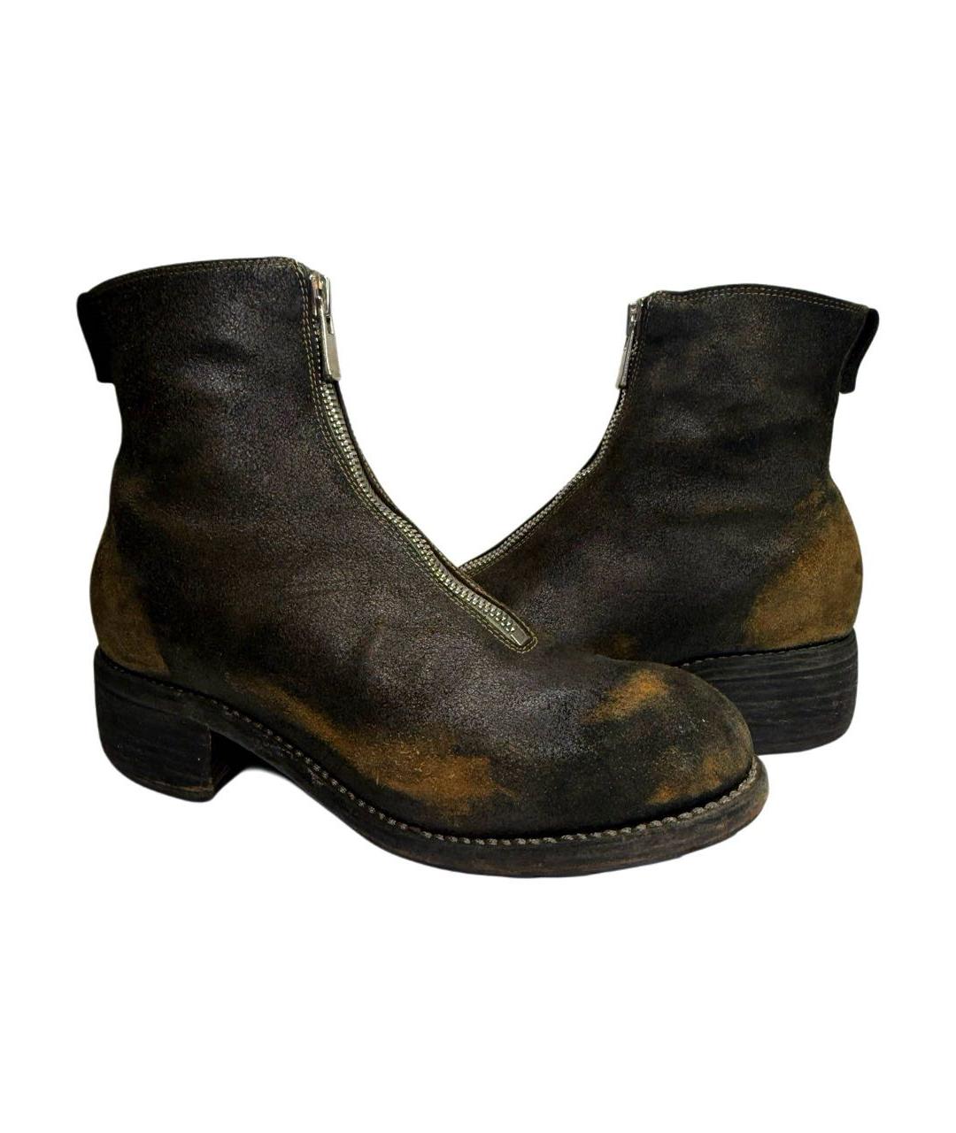 GUIDI Антрацитовые кожаные ботинки, фото 3