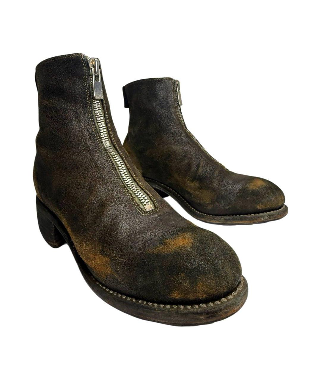 GUIDI Антрацитовые кожаные ботинки, фото 2