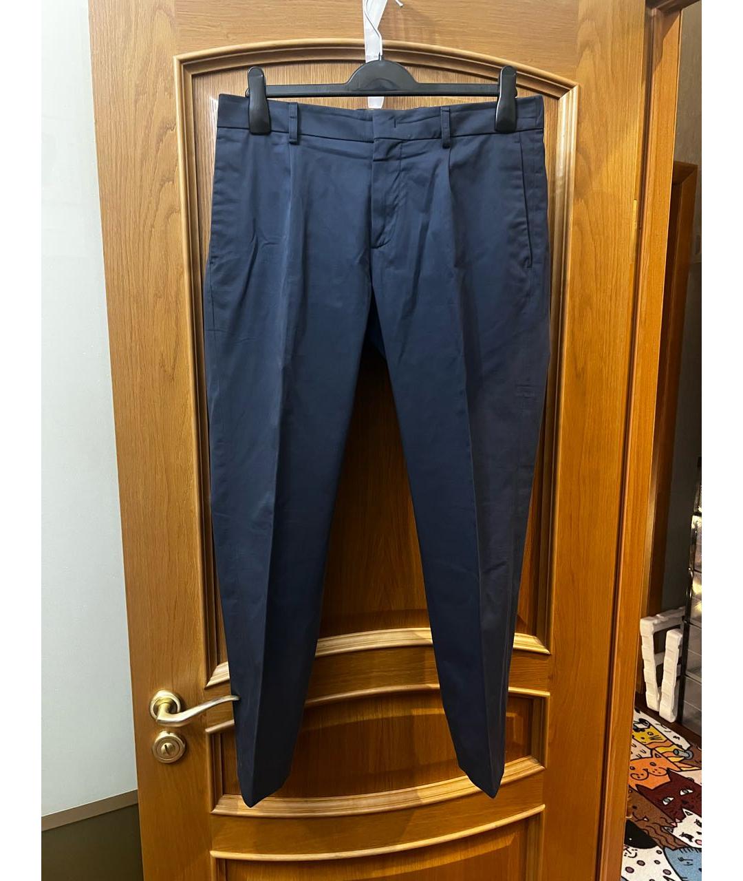 LORO PIANA Темно-синие хлопковые повседневные брюки, фото 8