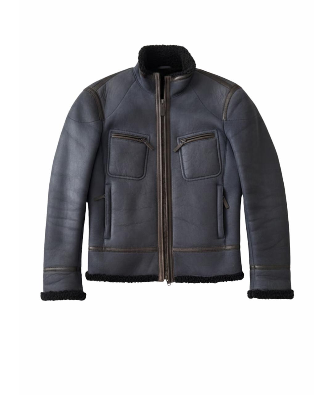 ETRO Темно-синяя кожаная дубленка/шуба, фото 1