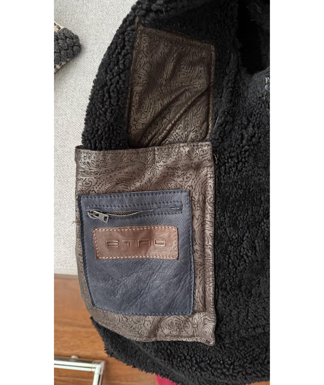 ETRO Темно-синяя кожаная дубленка/шуба, фото 5