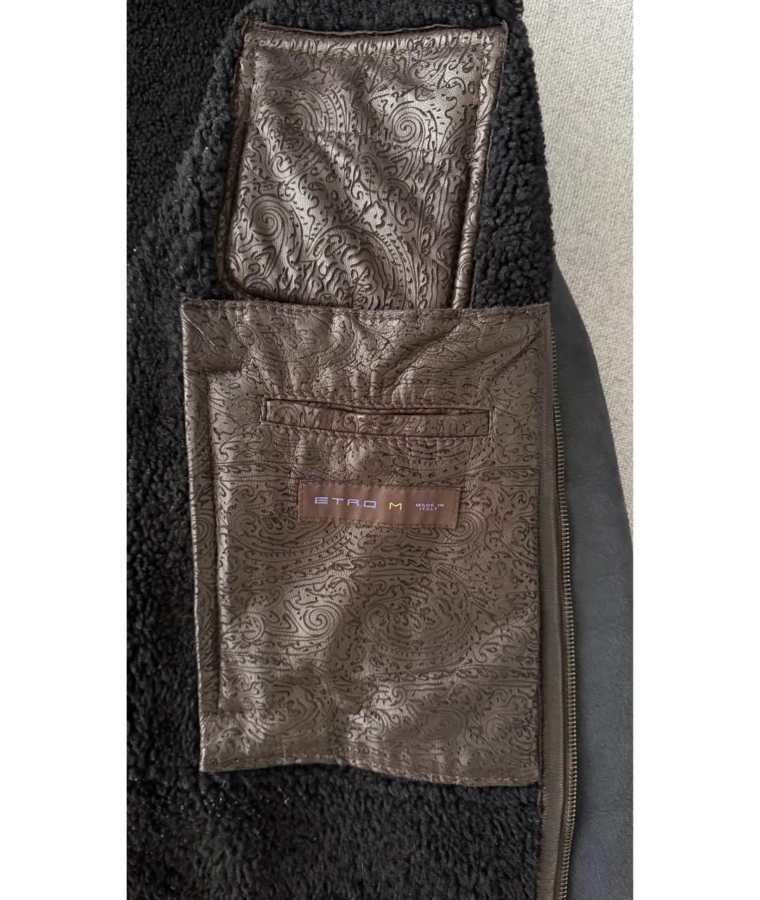 ETRO Темно-синяя кожаная дубленка/шуба, фото 3