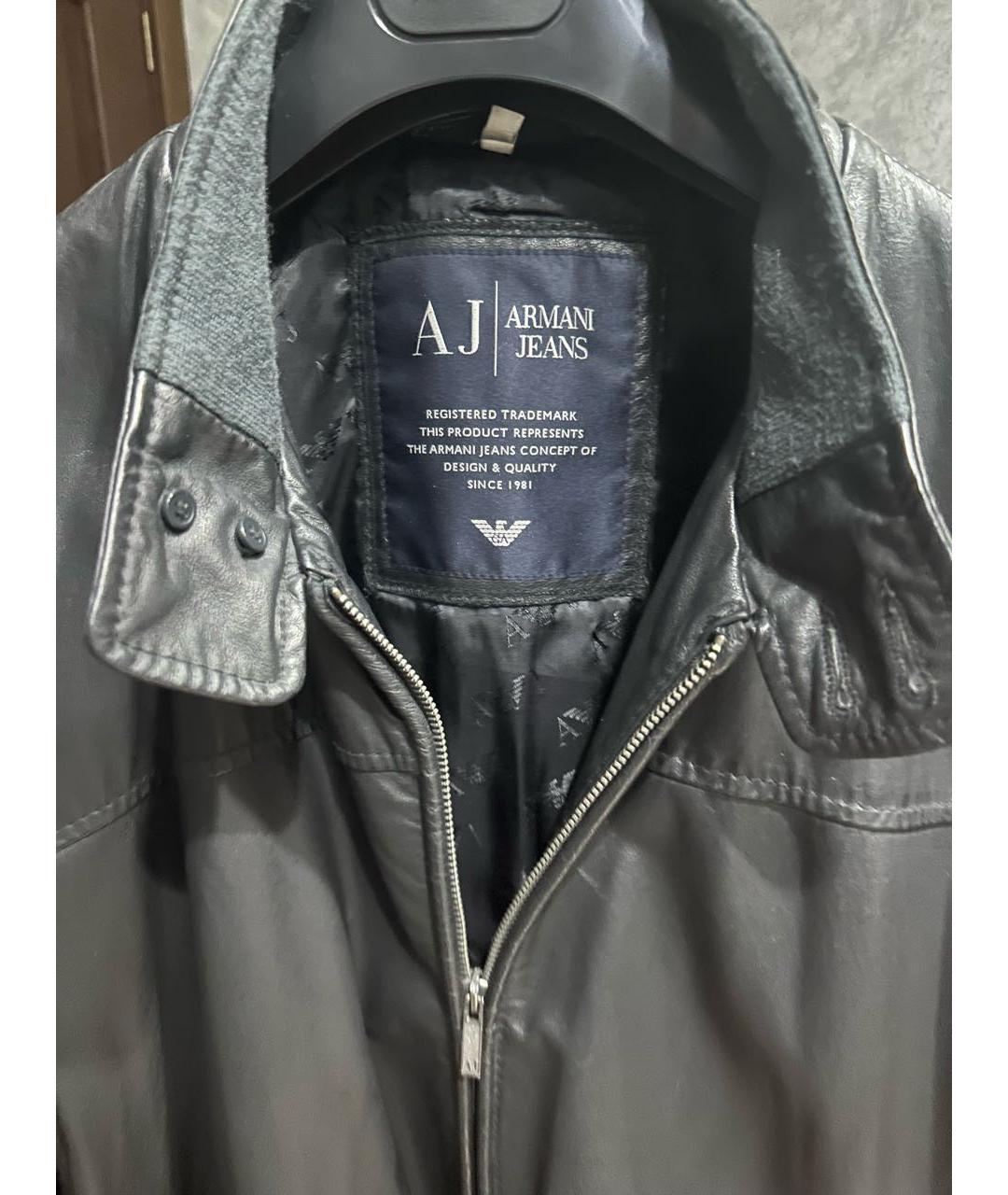 ARMANI JEANS Черная кожаная куртка, фото 4