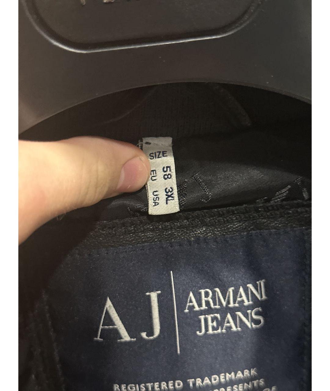 ARMANI JEANS Черная кожаная куртка, фото 7