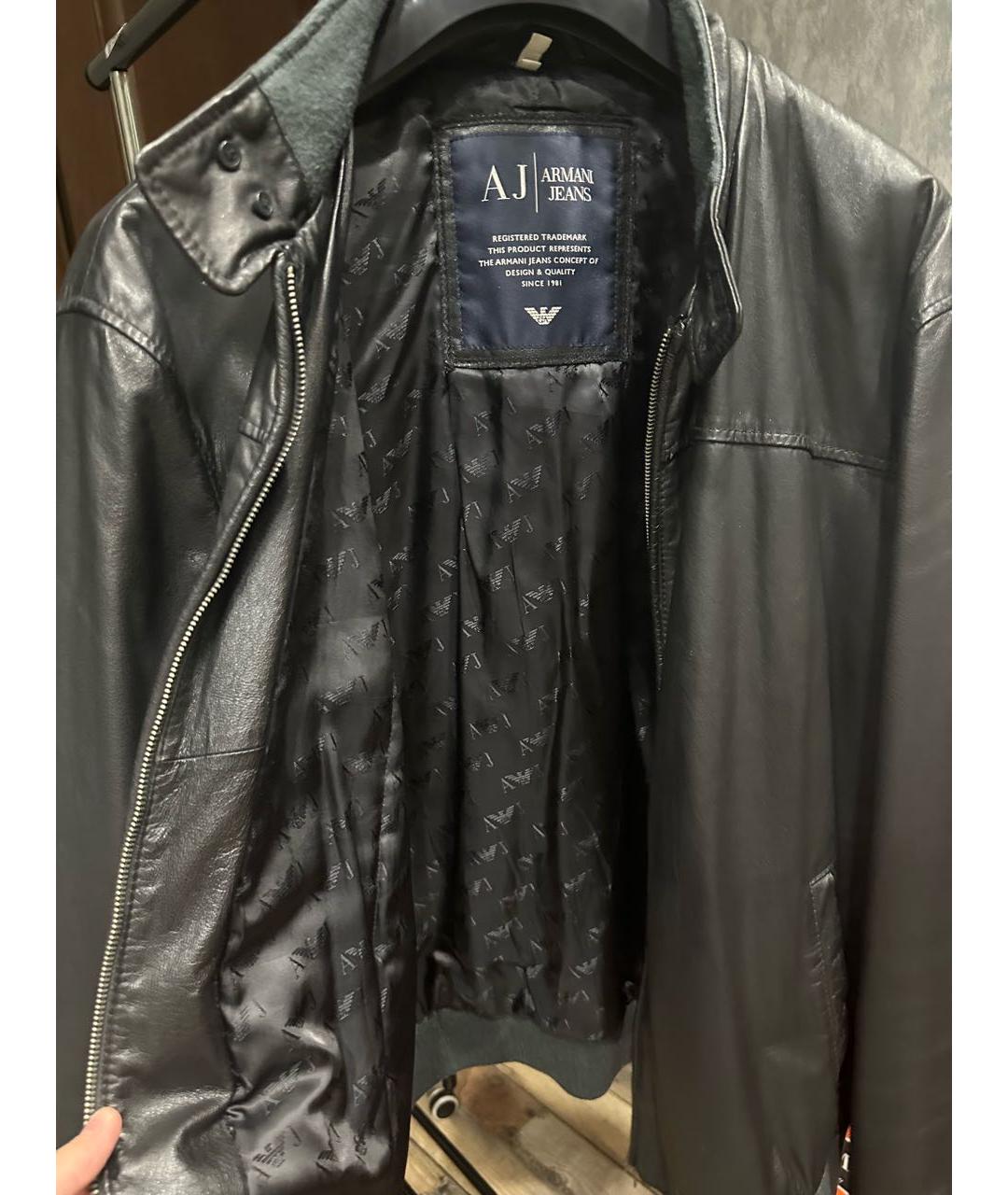 ARMANI JEANS Черная кожаная куртка, фото 6