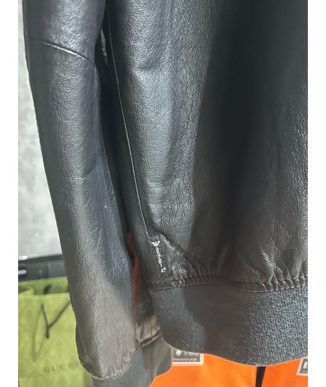 ARMANI JEANS Черная кожаная куртка, фото 5