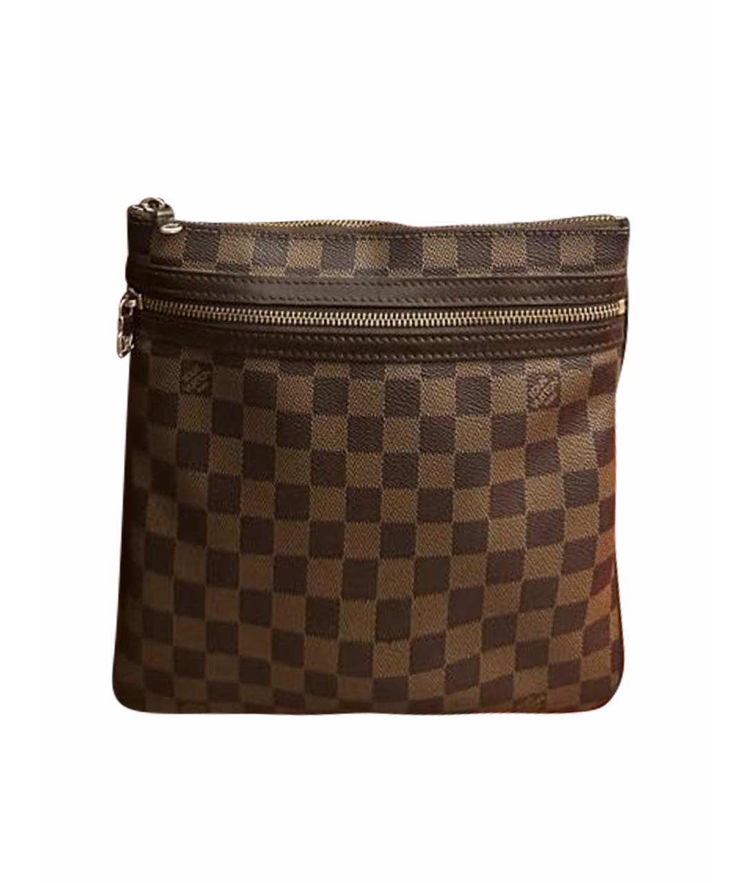 LOUIS VUITTON Коричневая кожаная сумка на плечо, фото 1