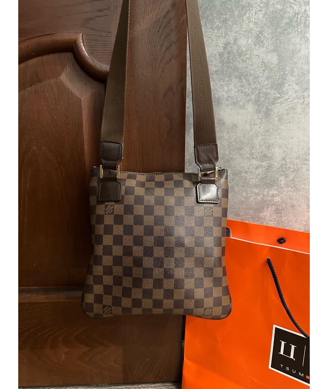 LOUIS VUITTON Коричневая кожаная сумка на плечо, фото 7