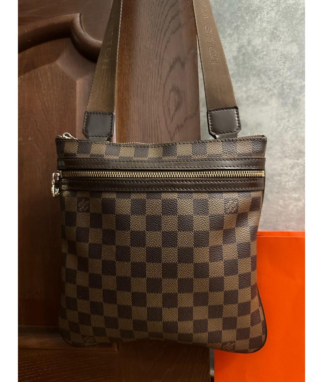 LOUIS VUITTON Коричневая кожаная сумка на плечо, фото 4