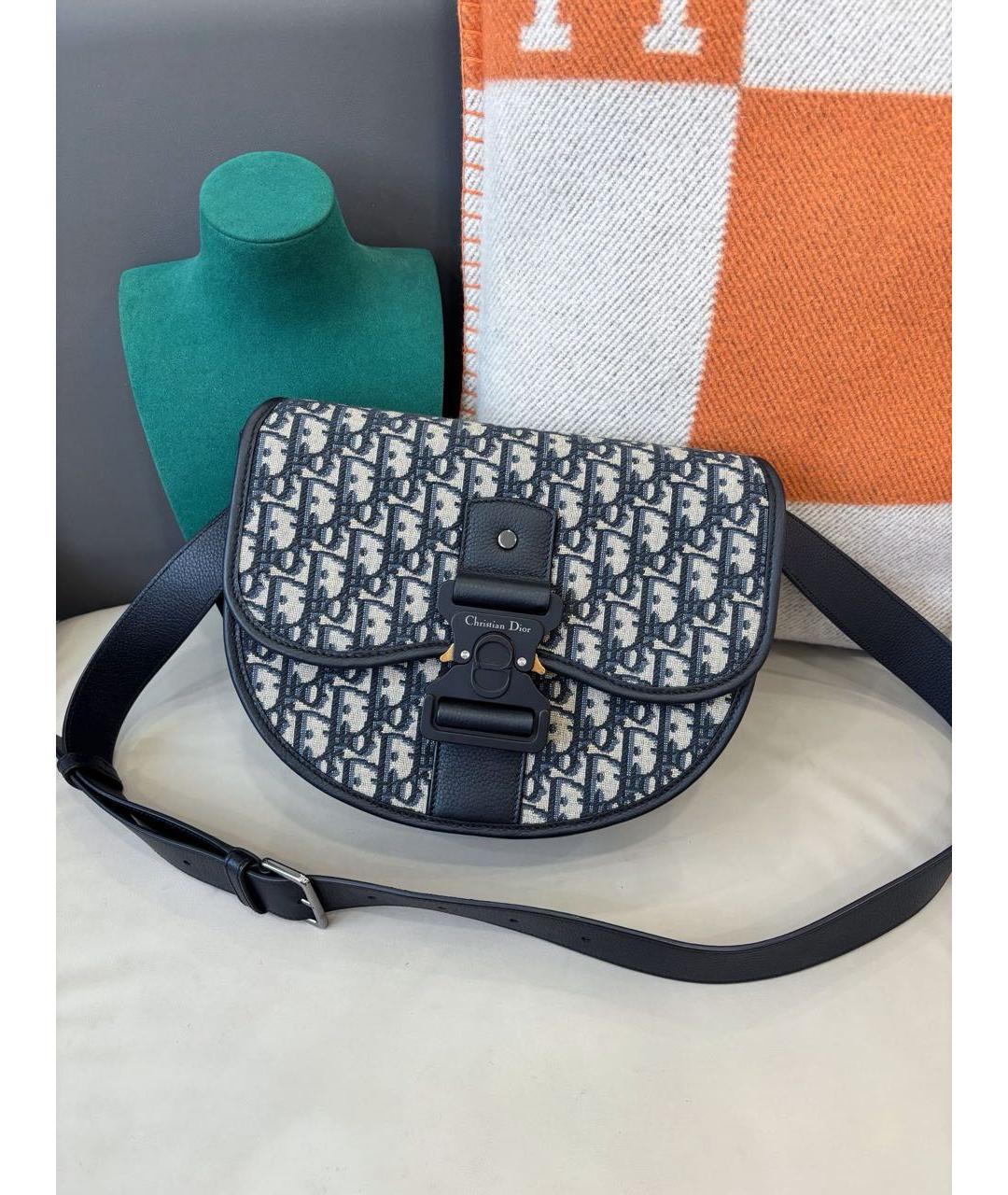 CHRISTIAN DIOR Голубая жаккардовая сумка через плечо, фото 9