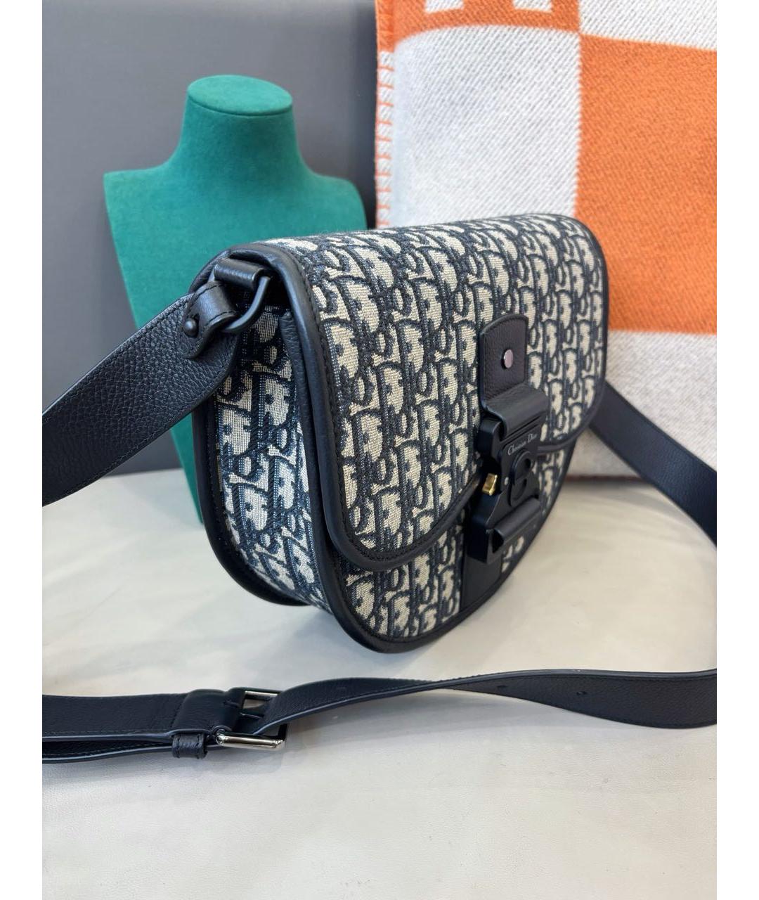 CHRISTIAN DIOR Голубая жаккардовая сумка через плечо, фото 3