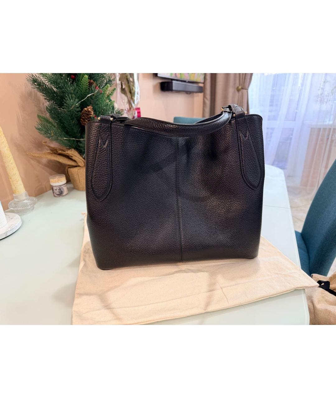 FURLA Черная кожаная сумка тоут, фото 3