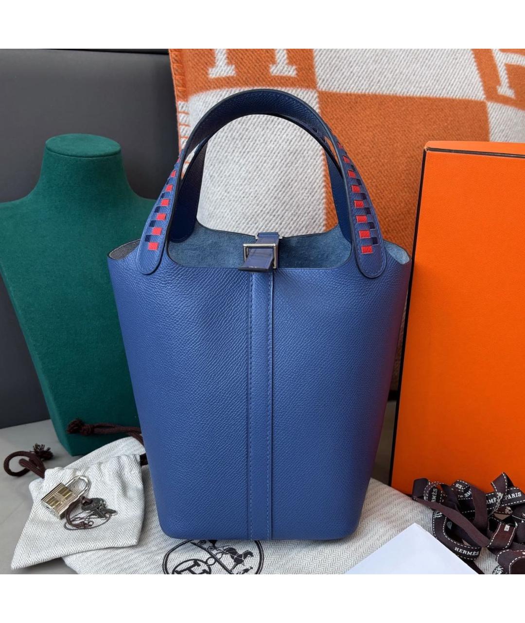 HERMES Голубая кожаная сумка через плечо, фото 8