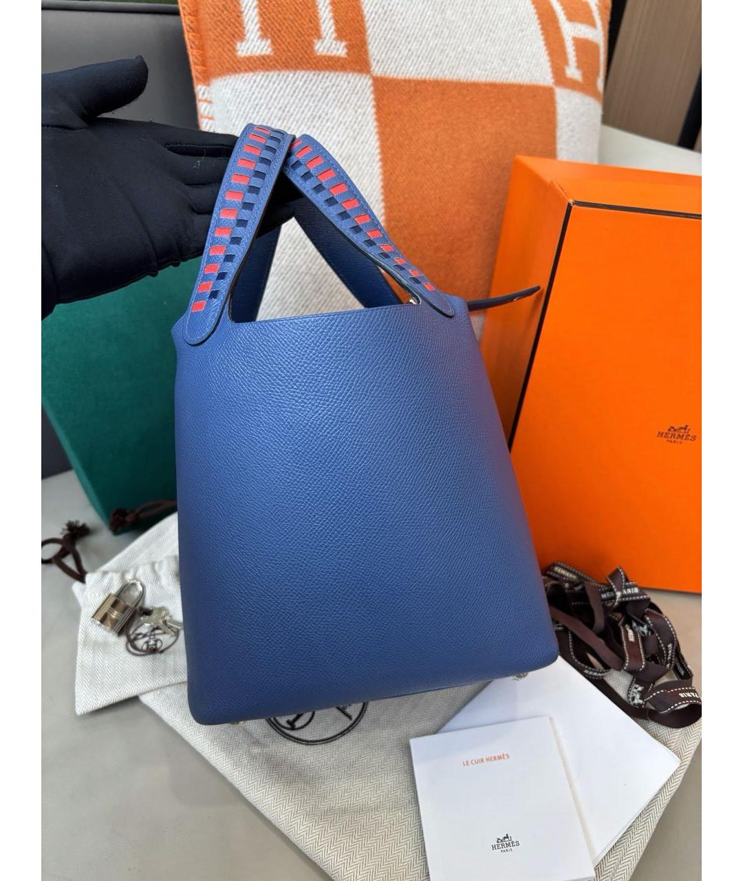HERMES Голубая кожаная сумка через плечо, фото 3