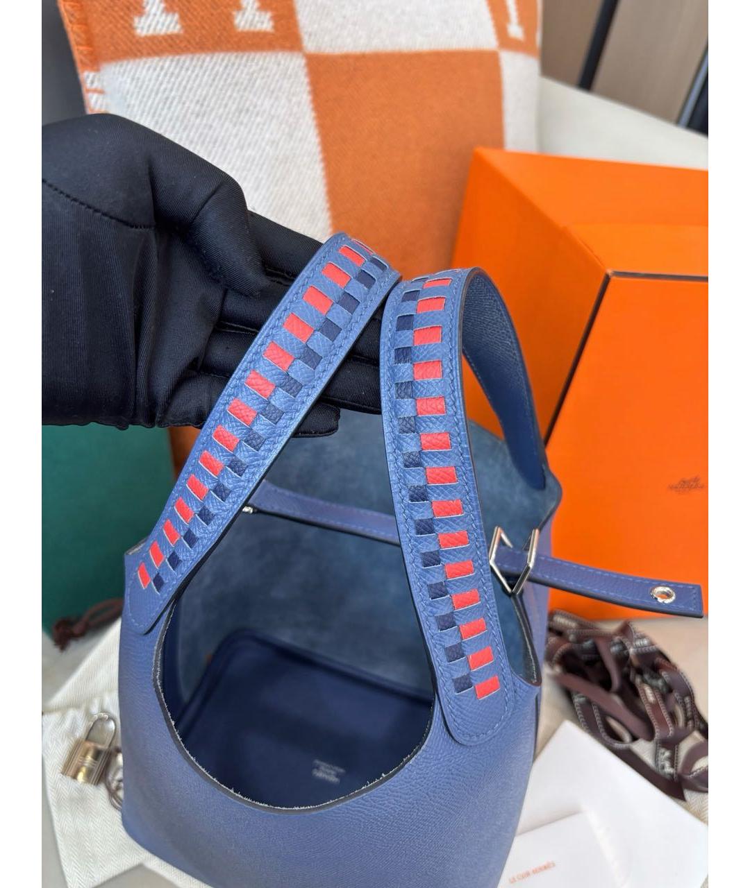 HERMES Голубая кожаная сумка через плечо, фото 6