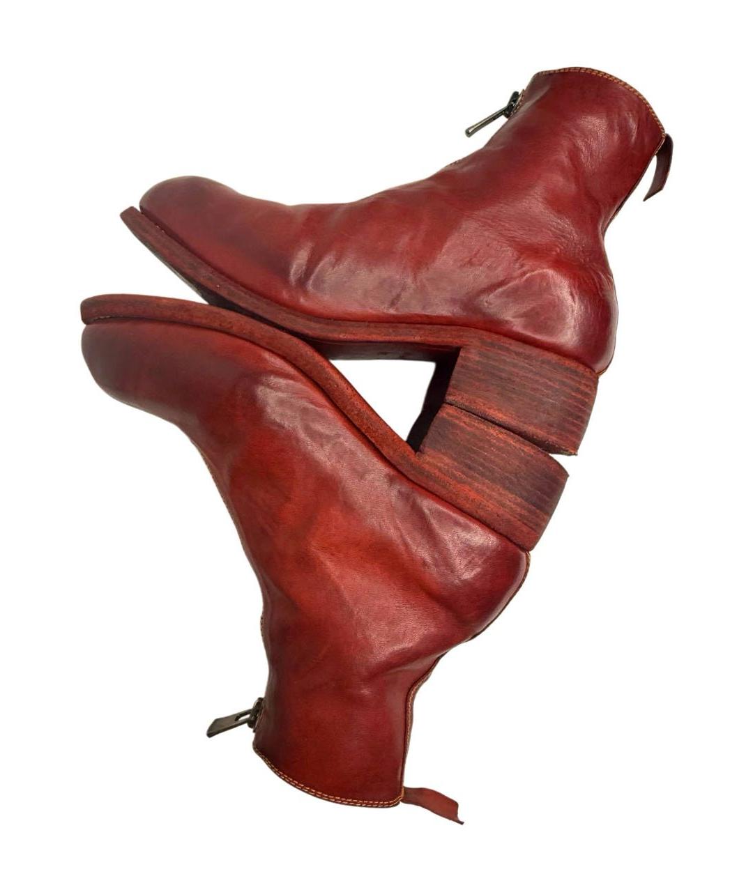 GUIDI Бордовые кожаные ботильоны, фото 7