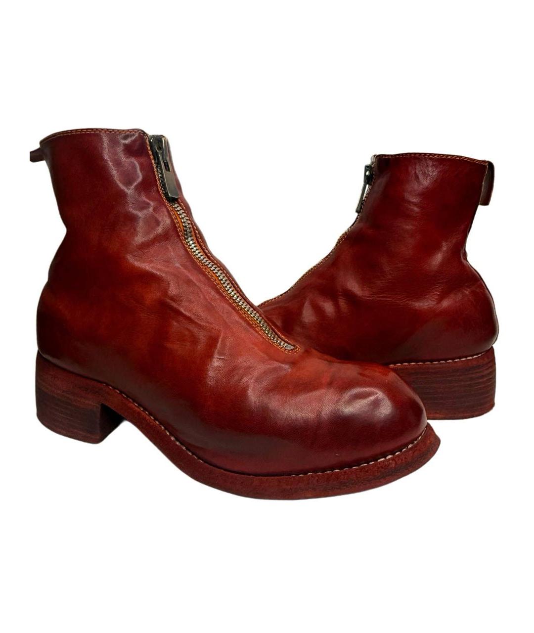 GUIDI Бордовые кожаные ботильоны, фото 3