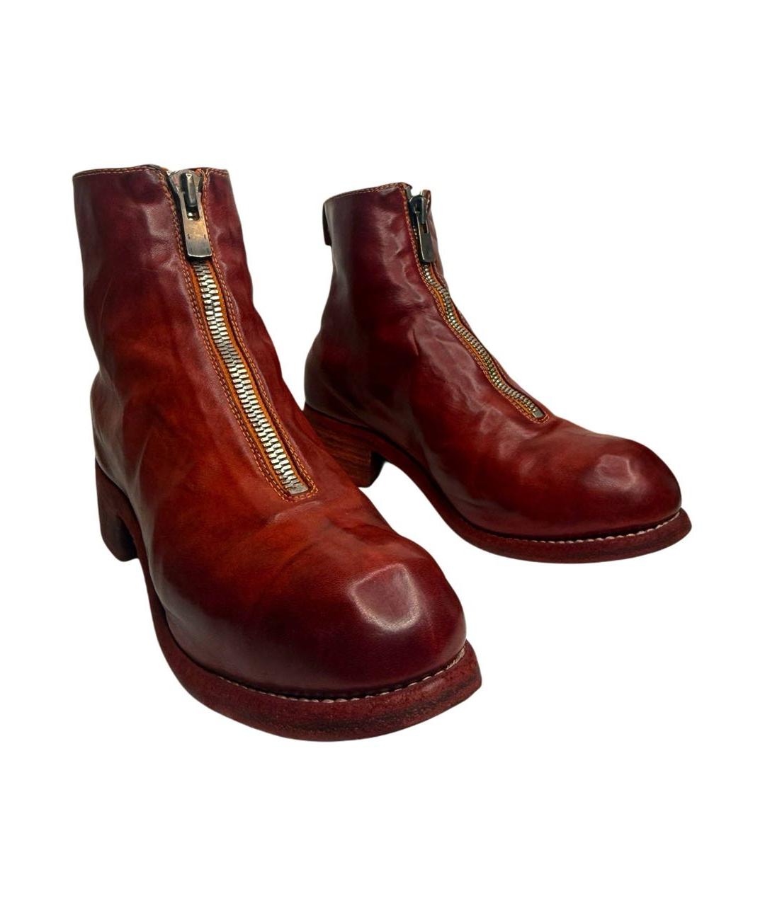 GUIDI Бордовые кожаные ботильоны, фото 2