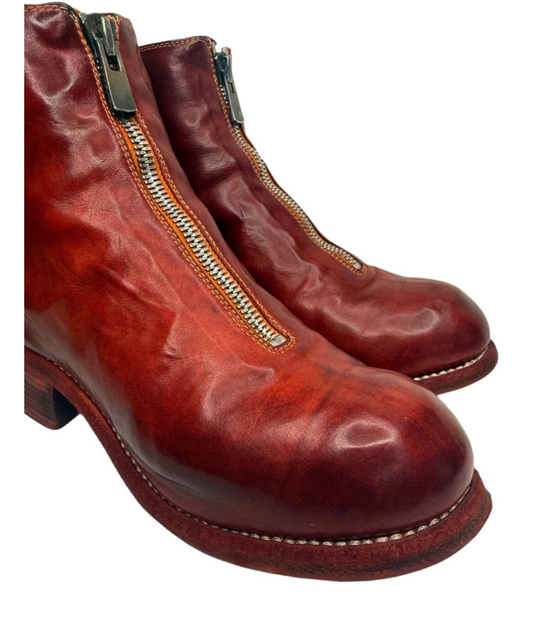 GUIDI Бордовые кожаные ботильоны, фото 4