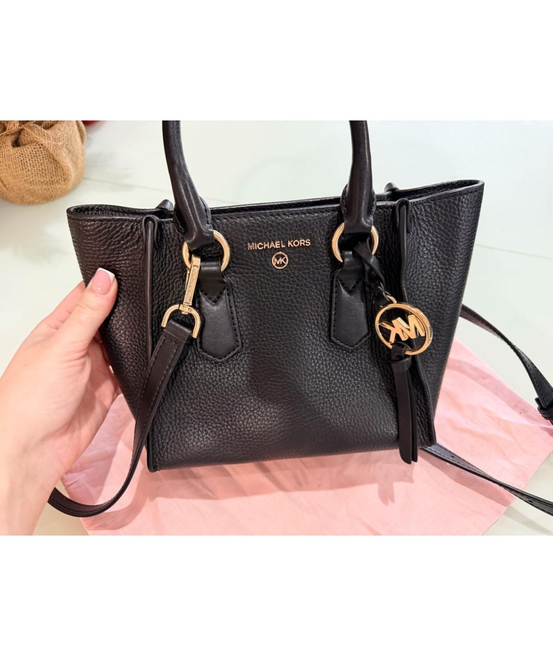 MICHAEL KORS Черная кожаная сумка с короткими ручками, фото 8