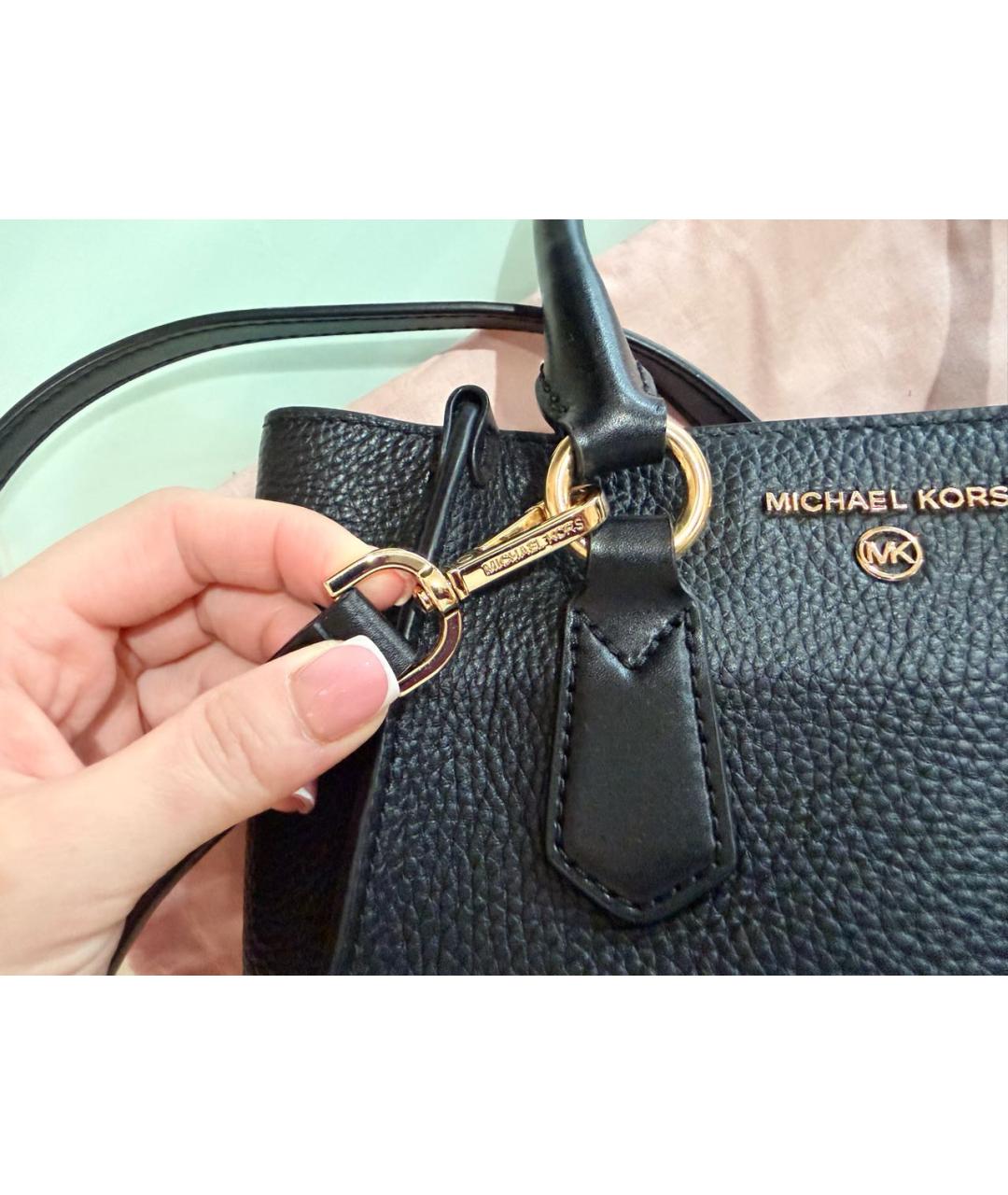 MICHAEL KORS Черная кожаная сумка с короткими ручками, фото 5