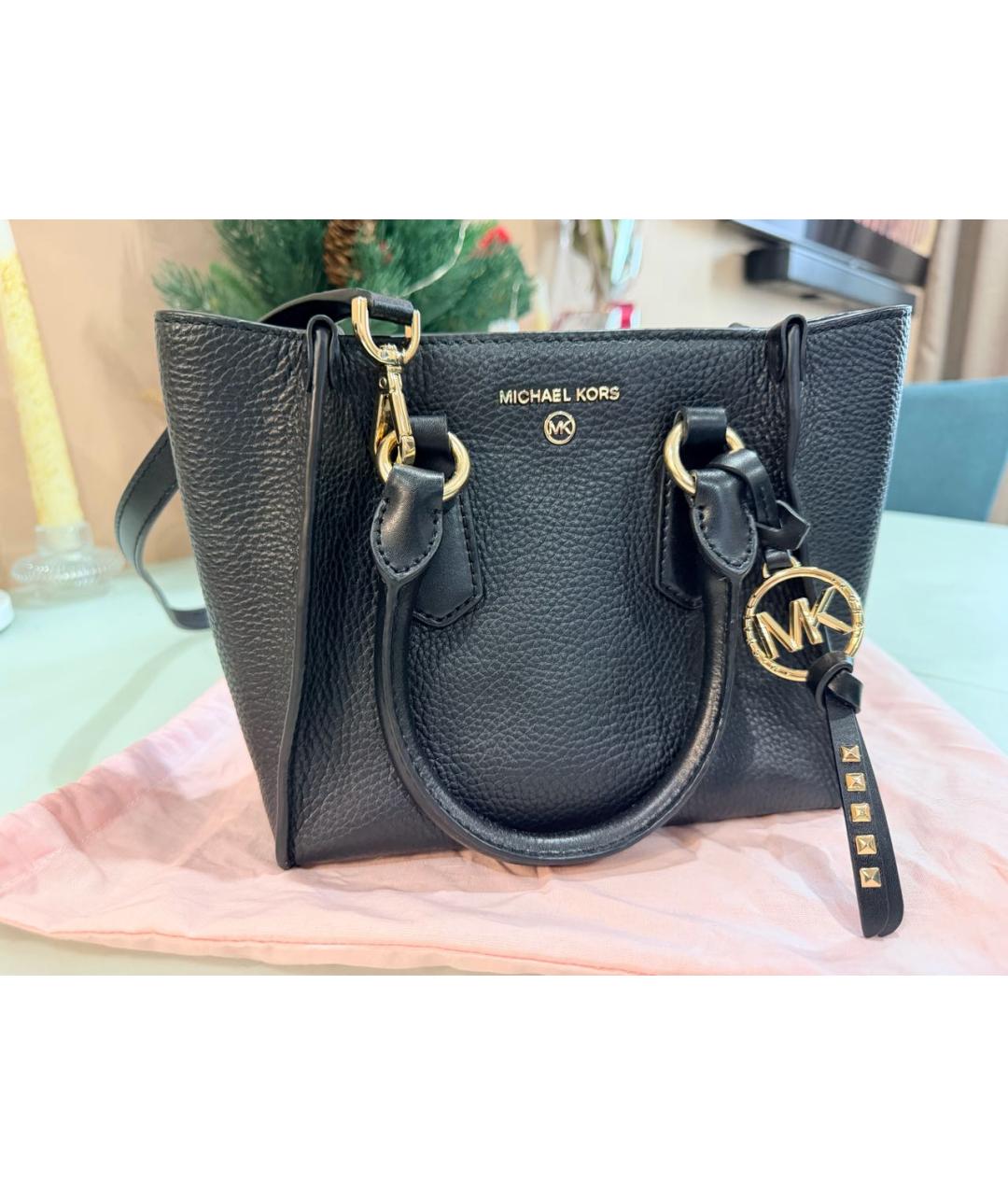 MICHAEL KORS Черная кожаная сумка с короткими ручками, фото 9