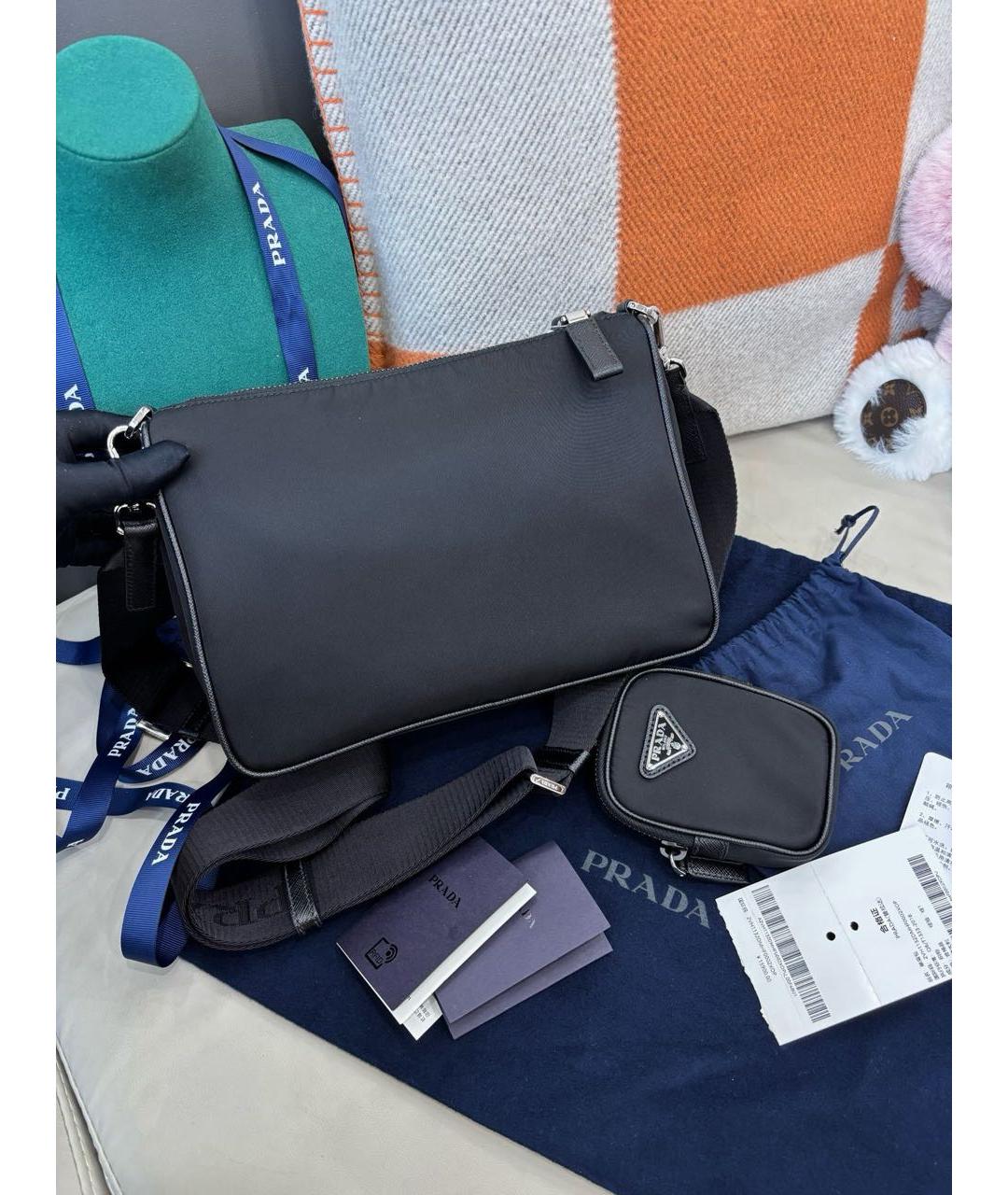 PRADA Черная тканевая сумка через плечо, фото 5