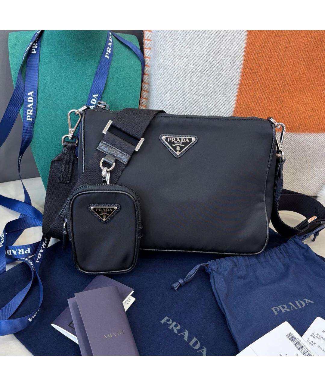 PRADA Черная тканевая сумка через плечо, фото 2