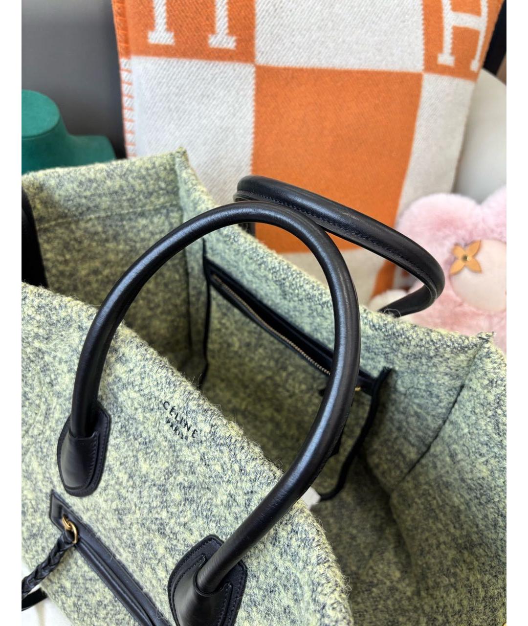 CELINE Серая шерстяная сумка с короткими ручками, фото 7
