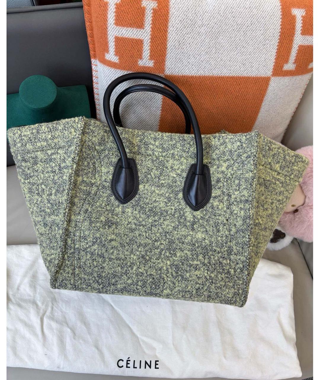CELINE Серая шерстяная сумка с короткими ручками, фото 3