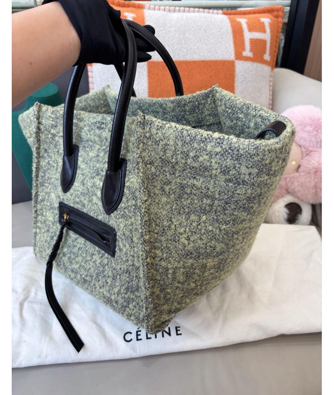 CELINE Серая шерстяная сумка с короткими ручками, фото 4
