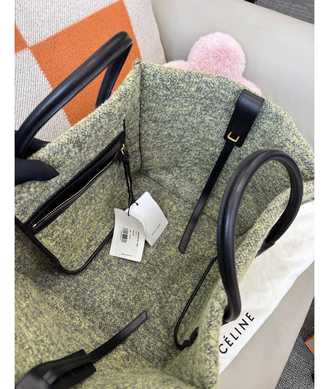 CELINE Серая шерстяная сумка с короткими ручками, фото 8