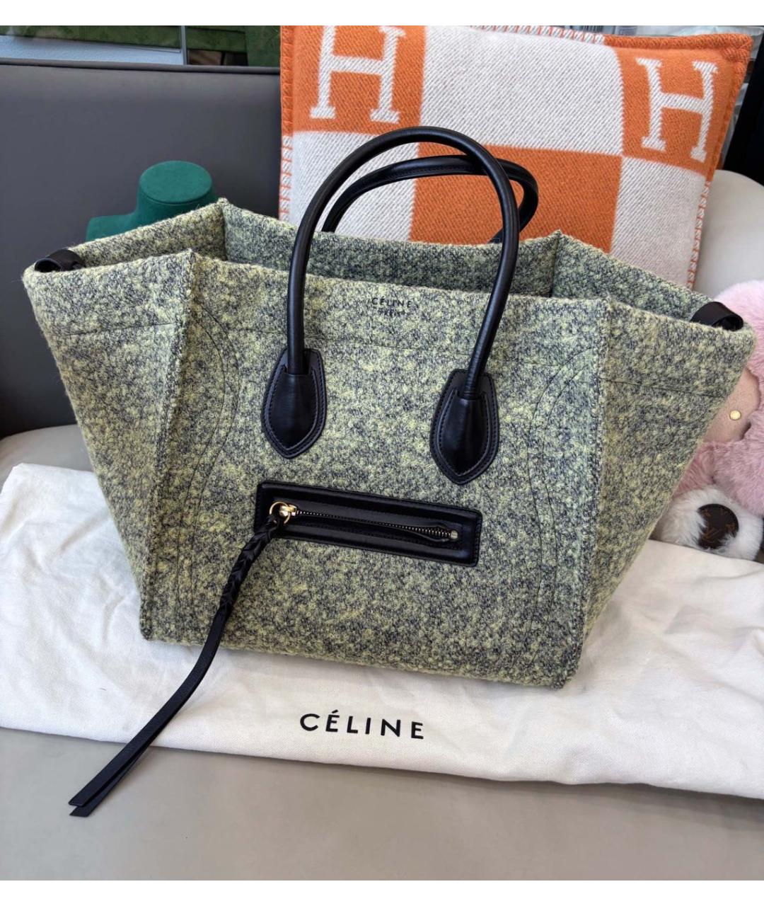 CELINE Серая шерстяная сумка с короткими ручками, фото 9