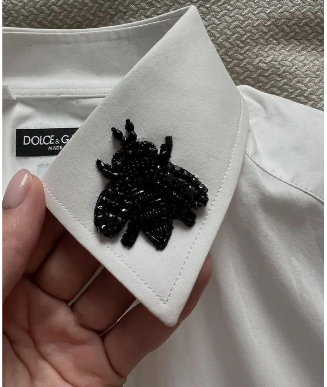 DOLCE&GABBANA Белая хлопковая рубашка, фото 4