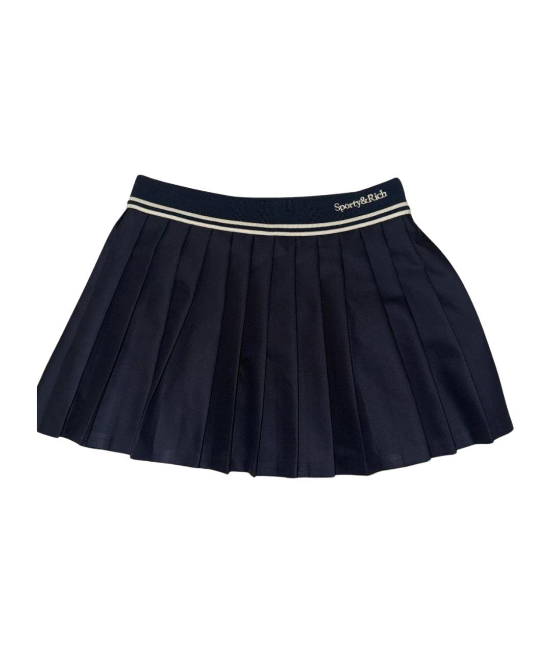 SPORTY AND RICH Темно-синяя шерстяная юбка мини, фото 1