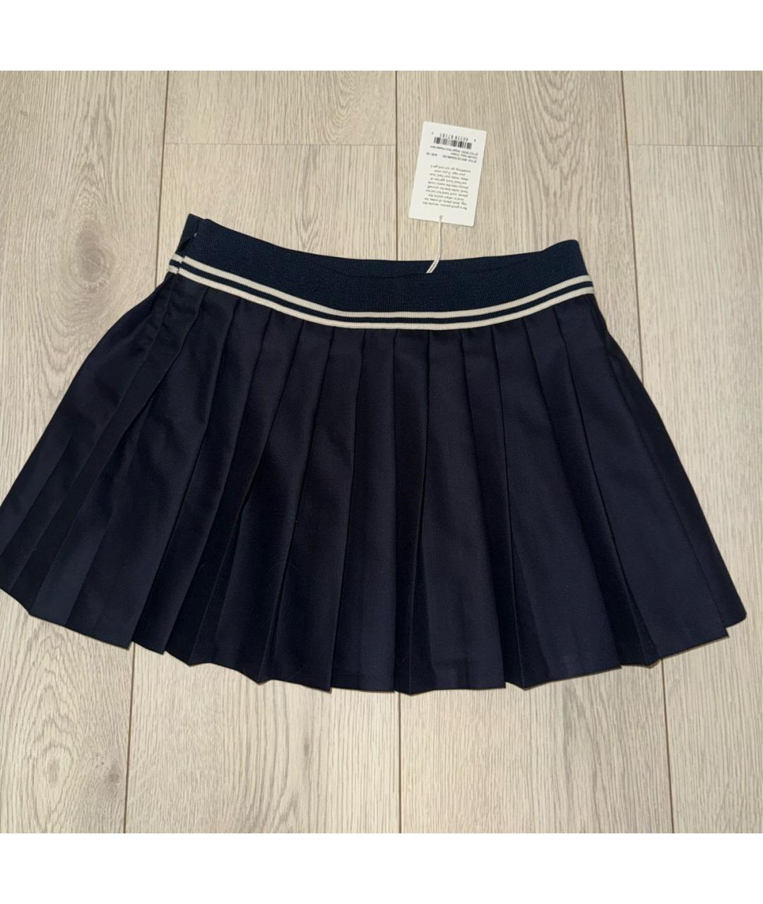 SPORTY AND RICH Темно-синяя шерстяная юбка мини, фото 2