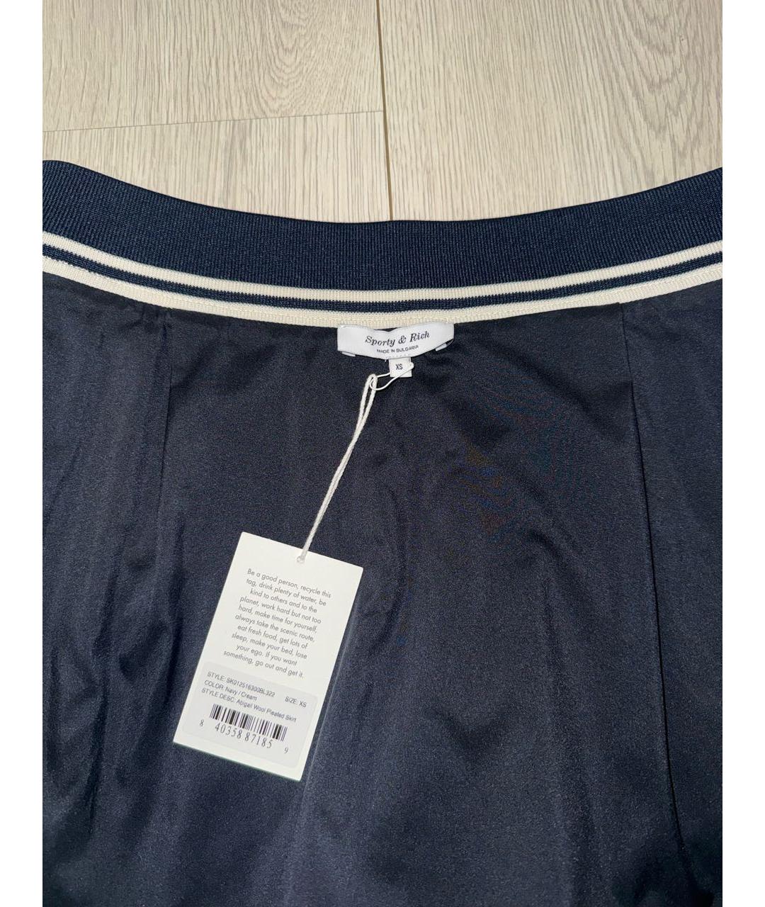 SPORTY AND RICH Темно-синяя шерстяная юбка мини, фото 5