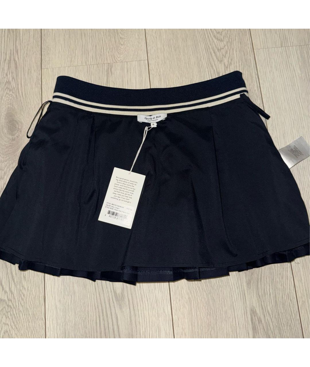 SPORTY AND RICH Темно-синяя шерстяная юбка мини, фото 3