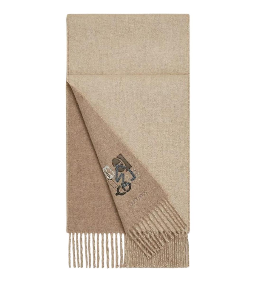 HERMES Бежевый кашемировый шарф, фото 1