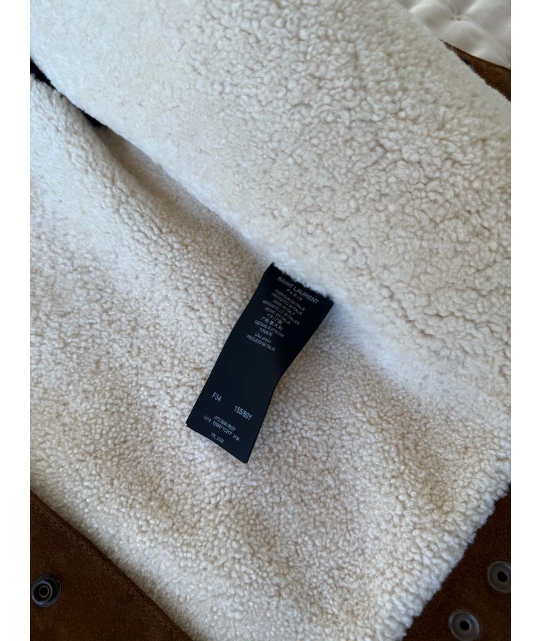 SAINT LAURENT Коричневая замшевая дубленка, фото 7
