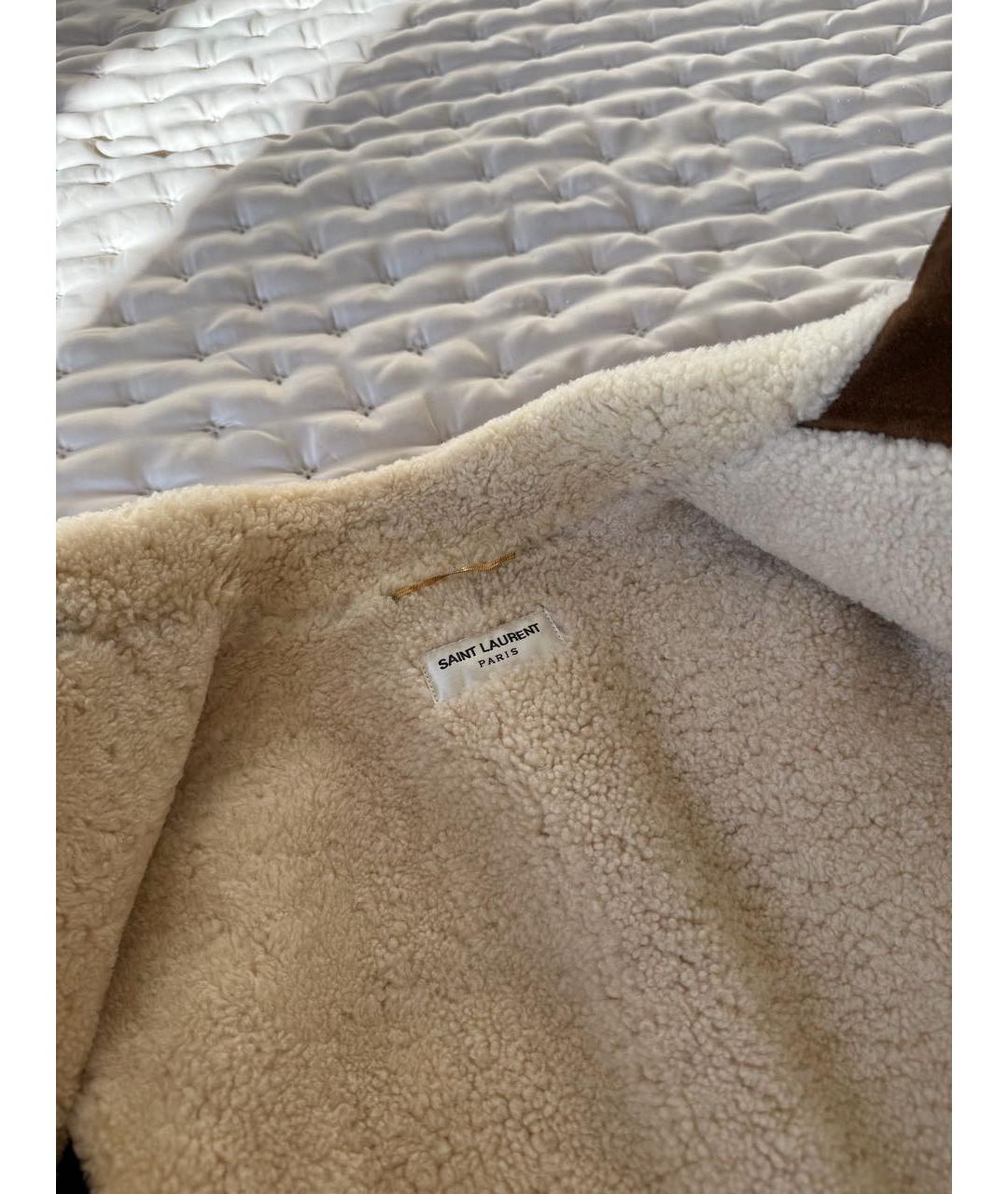 SAINT LAURENT Коричневая замшевая дубленка, фото 5