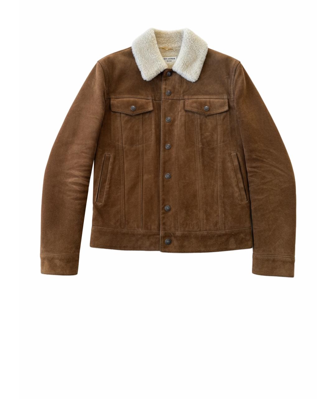 SAINT LAURENT Коричневая замшевая дубленка, фото 1